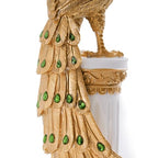 homary 27.6" Decorative Peacock Statue Large Glam Animal Sculpture Resin Crafts Home Decor for Art Ornament (White & Gold)