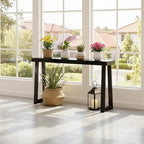 Plank+Beam Solid Wood Console Table, 66 Inch, Sofa Table, Narrow Entryway Table for Hallway, Behind The Couch, Living Room, Foyer, Easy Assembly, Black - color: Black, size: 66" Console Table