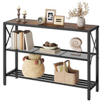 Hoctieon Industrial Console Table, 3 Tier Entryway Table, Hallway Table, Narrow Sofa Table with Shelves, Entrance Table for Entryway, Living Room, Foyer, Hallway, Office, Rustic Brown&Black - color: Rustic Brown