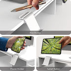 Simple Houseware Desk Dual Monitor Stand Riser with Drawer, White - color: White