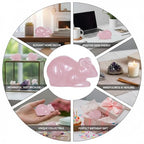 Artistone 2" Rose Quartz Mouse Figurine,Handmade Carved Rat Mice Crystal Statue Pink Gemstone Animal Sculpture Healing Stone for Feng Shui Home Office Garden Decoration
