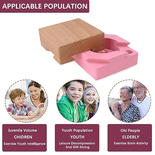 DC-BEAUTIFUL Wooden Magic Box Brain Teaser Box, Pink Secret Gift Box Impossible Puzzle Box for Birthday Valentines - color: Small Pink