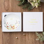 Crisky Initial Jewelry Ring Dish & Gift Box, Ceramic Flower Trinket Dish for Rings Earrings Necklaces, Bridal Shower/Bridesmaid/Engagement/Birthday Gifts for Women, Friends 4.57" (Gold Foil M - style: Initial M