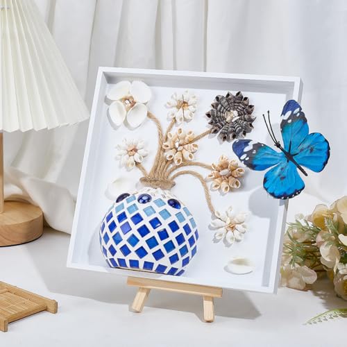 WEBEEDY DIY Vase Mosaic Shell Painting Kit DIY Vase Flower Mosaic Arts Crafts with Vases, Wood Frame, Mosaics Tiles, Shells, Butterfly and Accessories, Room Decor Handmade Gift for Christmas