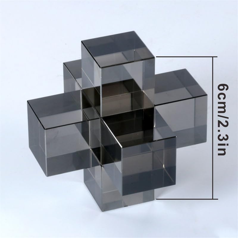 Modern Minimalist Crystal Glass Geometric Statues Ornaments - Versatile Indoor Decor, Perfect for Gifting, Home Decorations (Transparent Black)