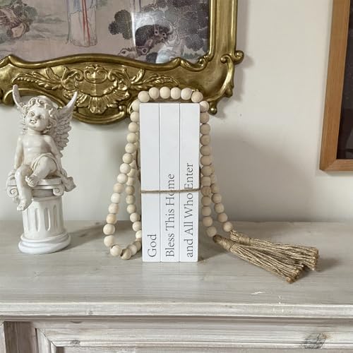 Decorative Books for Home Decor, White Faux Books for Decoration, Rustic Farmhouse Stacked Display Books (God Bless This Home and All Who Enter) - style: God Bless This Home and All