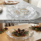 Patisserie Cake Glass Serving Platter 12” (30 cm) – Elegant Clear Presentation Plate for Cake, Desserts, Cheese, Appetizers & Table Decor (Hexagonal 12'')