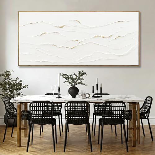 WINKAILIN White and Gold Canvas Wall Art Textured With Framed Posters Pictures Abstract Minimalist Wall Art Extra Large Contemporary Artwork for Office Living Room Entryway Home Decor 32x70 Inch - color: White and Gold, size: 70"L x 32"W