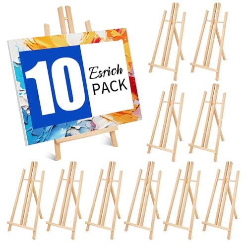 ESRICH 10pcs 17 Inch Tabletop Easels - Tripod & Desktop Easels for Kids & Adults - Canvas Painting - style: 10