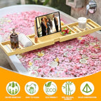 Bathtub Tray - Bath Tray Expandable - Bath Table Trays for Bathtub/Tub,Premium Bamboo Wooden, Fits Most Bath Tubs - color: Bright Yellow