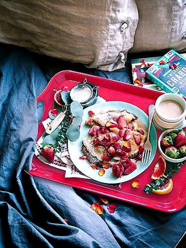 KAQAHIDO Large Melamine Serving Trays for Eating, 17.5’’ x 12’’ Serve Platter for Appetizer, Charcuterie, Food, Snack, Cupcakes, Dessert, BPA-Free, Dishwasher Safe Tray, Set of 2, Red - color: Red