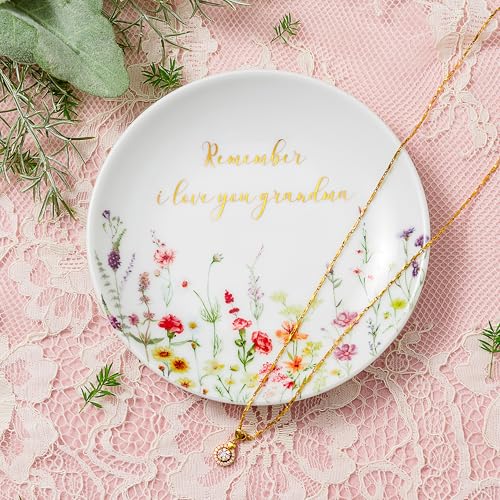 Crisky Jewelry Ring Dish for Grandma Birthday Gifts Thinking of You Gift for Grandmother New Fist Time, Personalized Christmas Valentine's Gift Ideas from Grandson Granddaughter (I Love You Grandma) - style: Grandma I Love You