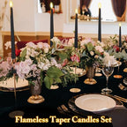 Rossesay 24 Pcs Flameless LED Taper Candles Battery Operated Candles 8.58'', 9.69'', 10.98'', 12.91'', 12.8'' Flameless Candlesticks Flickering for Halloween Christmas Church Wedding(Black) - color: Black, size: 8.58'', 9.69'', 10.98'', 12.91'', 12.8'', s
