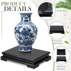 Chunful 2 Pcs Rectangle Wooden Display Stand Wood Vase Display Base Black Pedestal Stand Rectangle Vase Riser for Vases Teapot Trophy Collectibles Aquarium Lamp Home Decoration(10.2 x 8.9 x 1.8 Inch) - size: 10.2 x 8.9 x 1.8 Inch