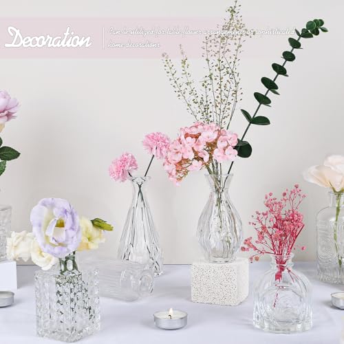 TBWIND Glass Bud Vase Set of 24, Small Clear Flower Vases for Centerpieces in Bulk, Mini Vintage Vase for Wedding Decor, and Home Table Décor - color: 24pcs-clear