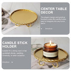 Homoyoyo 2pcs Gold Candle Holders Decorative Candlesticks Iron Pillar Plate Candle Pedestal Candle Stand Table Centerpiece for Led Wax Candles Wedding Dinner Tables (Pack of 2) - size: 10X3.5CM (Pack of 2)