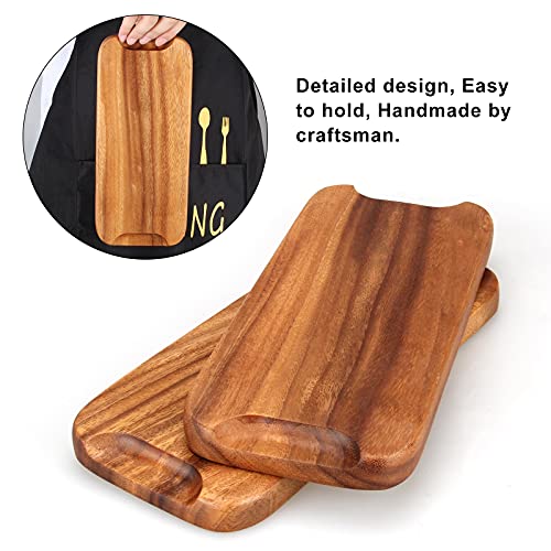 2 Pcs Small Rectangular Wooden Tray Decorative Acacia Wood Appetizer Cheese Plates Small Sandwich Dessert Trays Rectangle Serving Platter for Decor Snacks Plate Food Dish Charcuterie Boards - size: 12 x 6 inch