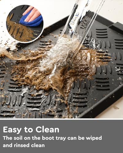 tchdio Rubber Boot Tray, Non Slip Shoe Tray for Entryway, Multipurpose Boot Mat Tray, Durable Entryway Mud Mat Tray for Front Door, 16x27.5 Inches - size: 16"x27.5"