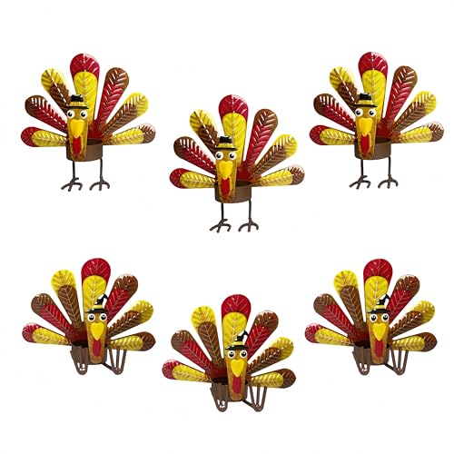 6 Pack Metal Turkey Tealight Candle Holders Thanksgiving Tea Lights Candle Holders Turkey Tea Lights Thanksgiving Decorations Home Table Decoration