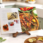 PUERSI Cookbook Stand for Kitchen, Recipe Book Holder for Kitchen Counter, Wooden Cookbook Holder, Rustic Cook Book Holder Stand - Rustic Brown - color: Brown
