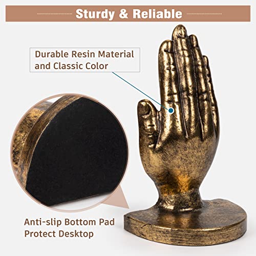 Book Ends to Hold Books Heavy Duty - Book Ends for Shelves, MXARLTR Decorative Bookends for Heavy Books with Anti-Slip Base Book Stopper for Home Office Meditation Yoga Room Decor (Antique Brass)