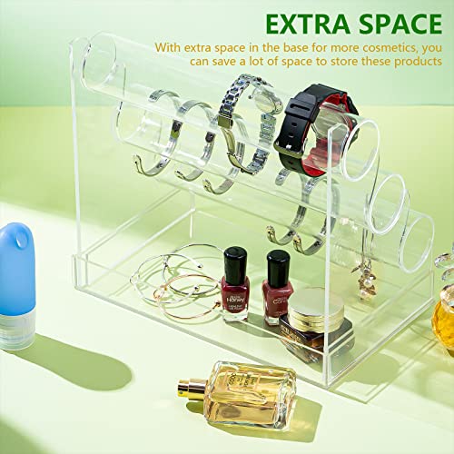 Clear Acrylic Bracelet Holder with 3 Tier Racks, Jewelry Organizer Stand and Display Jewelry Organizer for Wrist Watch
