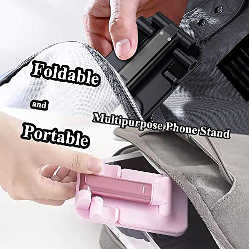 Meetuo 2 Pcs Cell Phone Stand, Adjustable Angle Height Phone Stand for Desk, Foldable Portable Phone Holder for iPhone 14/13/12/Smartphones - color: Pink+Black
