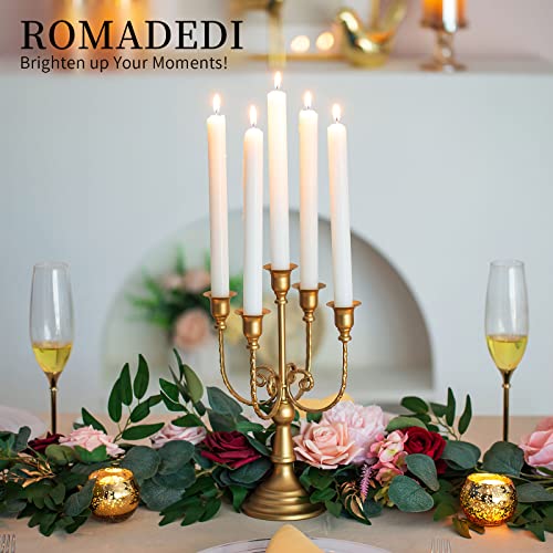 Romadedi Candelabra Gold Candle Holders - 5 Arm 11.8" Wedding Candlestick Holder for Theme Party Table Centrepiece Decor Dining Room Birthday Holiday Christmas - color: Gold-5 Arm, size: 1pc