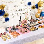 10 Pack Dessert Table Display Set - 4 x Three-Tier Square Cupcake Stands and 6 x Serving Trays, Elegant Tableware for Cakes, Cupcakes, Pastries, and Snacks, Perfect for Parties (Black) - color: Black