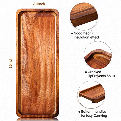 Roowest 5 Pack Solid Acacia Wood Serving Trays for Laser Engraving Rectangular Wooden Board for Food Appetizer Serving Tray Plates for Vegetables Fruit Cheese Housewarming Gifts(16 x 6.5 Inch) - size: 16 x 6.5 Inch