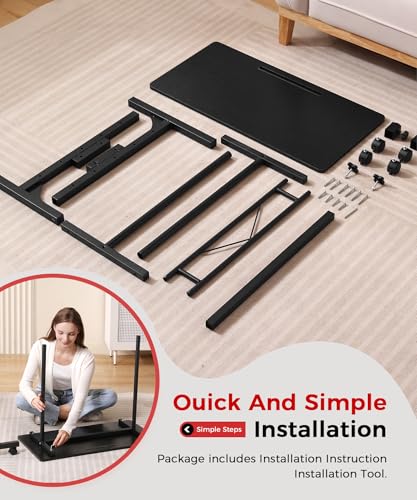 Standing Desk Adjustable Height, Mobile Stand Up Desks with Wheels Small Computer Desk Rolling Desk, Portable Laptop Desk Black Standing Table Sit Stand Home Office Desks 16"x31.5" Height 27"-43.5" - color: Black