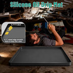 Oil Drip Mat for Under Car, 34x22in Silicone Oil Spill Mat for Garage Floor, No Splatter Non-Slip Oil Drip Pan Driveway Oil Catch Tray,Protect Garage Surface from Spill & Stain-Black - color: Black