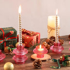 Pink Candlestick Holders Set of 10, Pink Glass Candle Holders for Pillar Candles, Taper Candle and Tealight Candles, Taper Candle Holders for Wedding, Table Centerpiece - color: Pink