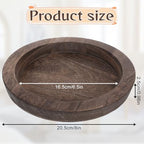 6.5 in Round Rustic Wood Tray for Decor Candle Holder Tray Wooden Serving Trayes for Coffee Table and Home Decor Small Serving Trays for Centerpiece Table Decorations Circle Dining Tables Trays