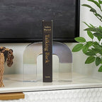 Deco 79 Crystal Geometric Decorative Bookends Arched Non Skid Bookends, Set of 2 Office Bookends3 W, 6" H, Clear - size: 3"W, 6"H