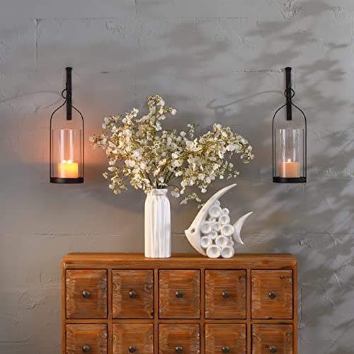 Hanging Wall Sconce Medieval Modern Wall Mounted Hurricane Candle Holder Glass & Metal Farmhouse Handcrafted Wall Art Decorations, Black HT21-0205B - color: Black