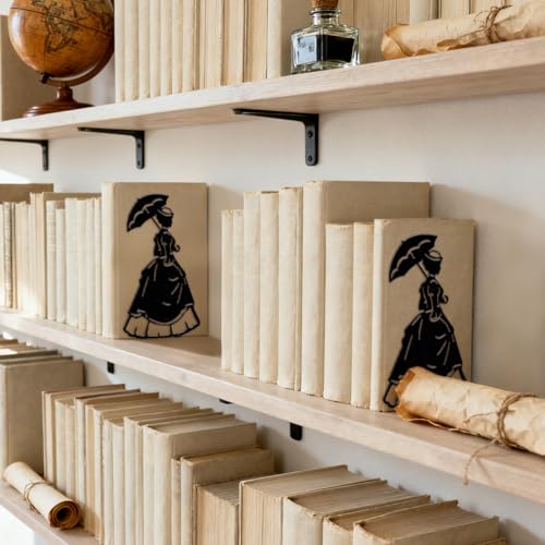 Peacoblue Metal Bookends for Shelves, Victorian Woman Modern Decorative Heavy Duty Study Book Ends Stoppers for Office, Desk, Shelf, Room Cast Iron Simple Tall Bookends 1 Pair - style: Victorian Woman