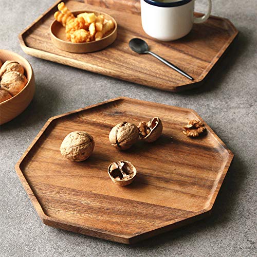 Set of 2 Acacia Wood Charcuterie Boards Round Wooden Serving Tray Fruit Platter Decor Trays Serving Ware Food Dish Serving Platters Christmas Cheese Board Square Party Trays Plate Hosting Essentials - size: 12 & 10 inch