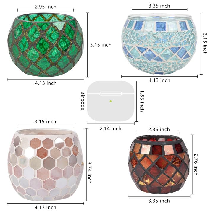 Votive Candle Holder Tea Lights - Glass Candle Holders, Mosaic Tealight Candle Holder, Candle Jar Cup for Wedding Centerpiece Party Table Decorations, Valentines Day Decor - color: A-multicolor
