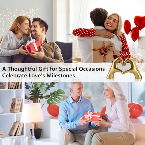 Gold Heart Hands Sculpture, Fan Gift Merch for Music Lovers, Home Decor Accents for Birthday Living Room Bedroom Shelf Desk, Small Cute Statue for Women Girls - size: Small:5.71x1.97x3.15 inch
