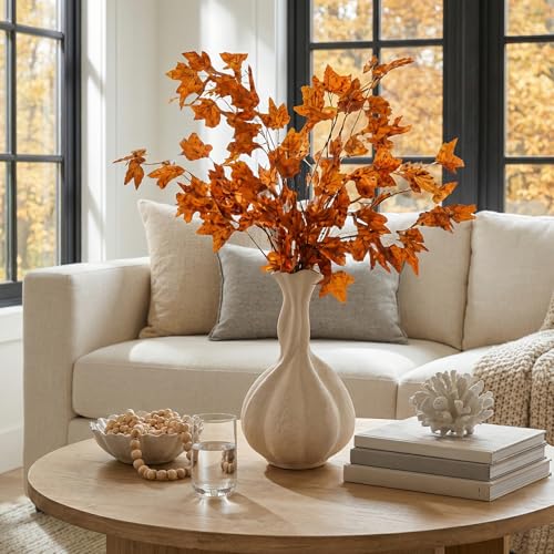 DOWAN Ceramic Flower Vase, 10" Decorative Pampas Vase for Home Decor, Modern Farmhouse Pottery Vase for Living Room Table Kitchen Bedroom Coffee Desk Entryway Mantel Book Shelf, Soft White - color: Soft White, size: 10 INCH