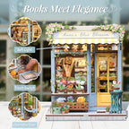 Book Nook Kit, DIY Miniature House Kits for Adult and Teens, Dollhouse Tiny Booknook Garden House Bookshelf, DIY Craft Gifts for Family and Friends (Anna's Blue Blossom) - style: Anna‘s Blue Blossom