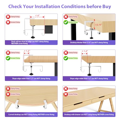 Univivi No Drill Under Desk Cable Management Tray, 28" Cord Organizer for Table, Clamp/Screw Mount Desk Cable Management, Premium Fabric Cable Management Tray for Office, Home - color: White, size: 28"L x 5.5"W