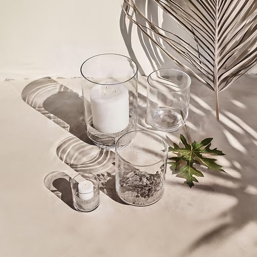 WGVI 1 Set of 3 Sizes of Clear Glass Pedestal Hurricane Candle Holder, Footed Decorative Vase for Pillar Candles, Elevated Cylinder Candleholder on a Riser Round Base, Centerpieces, Home Décor - size: Set of 3 Large
