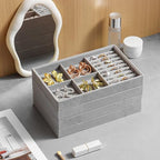 Jewelry Drawer Organizer, 4 Set of Stackable Jewelry Trays for Drawer Inserts Velvet Organizers and Display Storage for Earring Necklace Rings Bracelets (Gray)