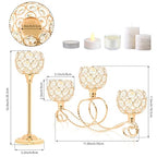 Gold 5 Arm Metal Crystal Tea Light Candle Holder, Elegant Wedding Table Centerpiece, Christmas Wishing Bowl Candle Holder - color: Gold, size: Set of 3