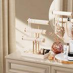 Abiglifty 3 Tier Necklace Holder Display, Jewelry Organizer, Jewelry Stand, Bracelet Display, Necklace Organizer, Bracelet holder, Jewelry Display for Necklace, Watches, Rings, Beige - color: Beige