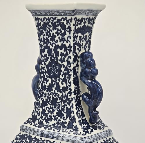 17" Classic Blue and White Porcelain Vase, Landscape Ceramic China Qing Style （D18）