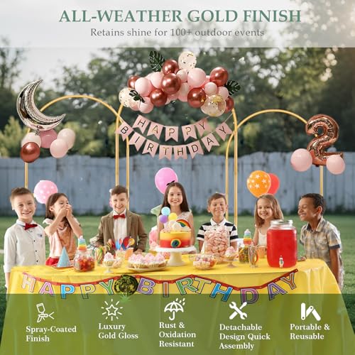 WellSign Wedding Arch Backdrop Stand 6FT, 5FT, 4FT Set of 3 Metal Gold Balloon Arch kit Stand for Ceremony Baby Shower Valentine Engagement Party Event Decoration, Garden Climbing Plant Fram - size: 6FT+5FT+4FT
