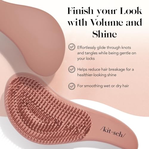 Kitsch Detangler Brush – Gentle Curly Hair Brush with Flexible Bristles for All Hair Types - Wet or Dry | Detangling Hair Brushes for Women & Men, Hairbrush for Adults & Kids - Terracotta - color: Terracotta